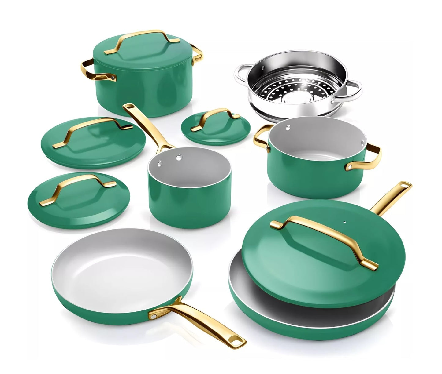 Gotham Steel Modern Collection - Ceramic Cookware - Pots, Pans, Cool Touch Handles Available in Cream, Navy, Sage & Black Finish