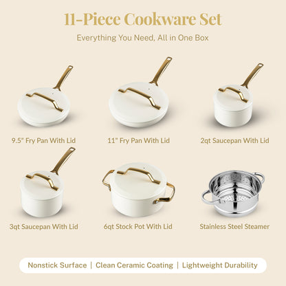 Gotham Steel Modern Collection - Ceramic Cookware - Pots, Pans, Cool Touch Handles Available in Cream, Navy, Sage & Black Finish