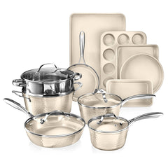 Hammered Cream Cookware Bundle