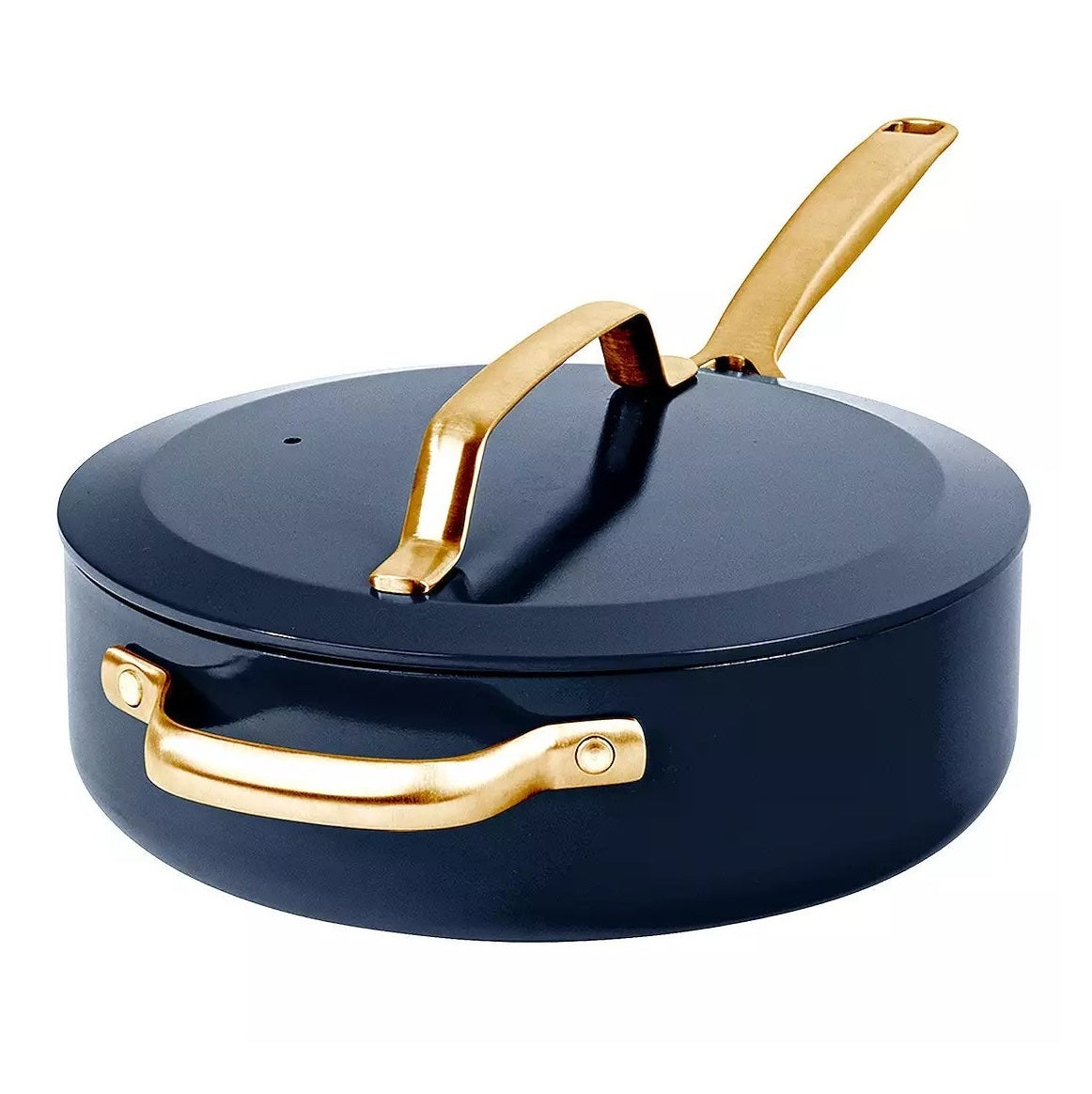 Modern Collection 4 Qt Saute Pan with Lid - Ceramic Cookware - Cool Touch Handles Available in Cream, Navy, & Black Finish