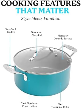 5 QT. Stock Pot with Lid in Aqua Blue