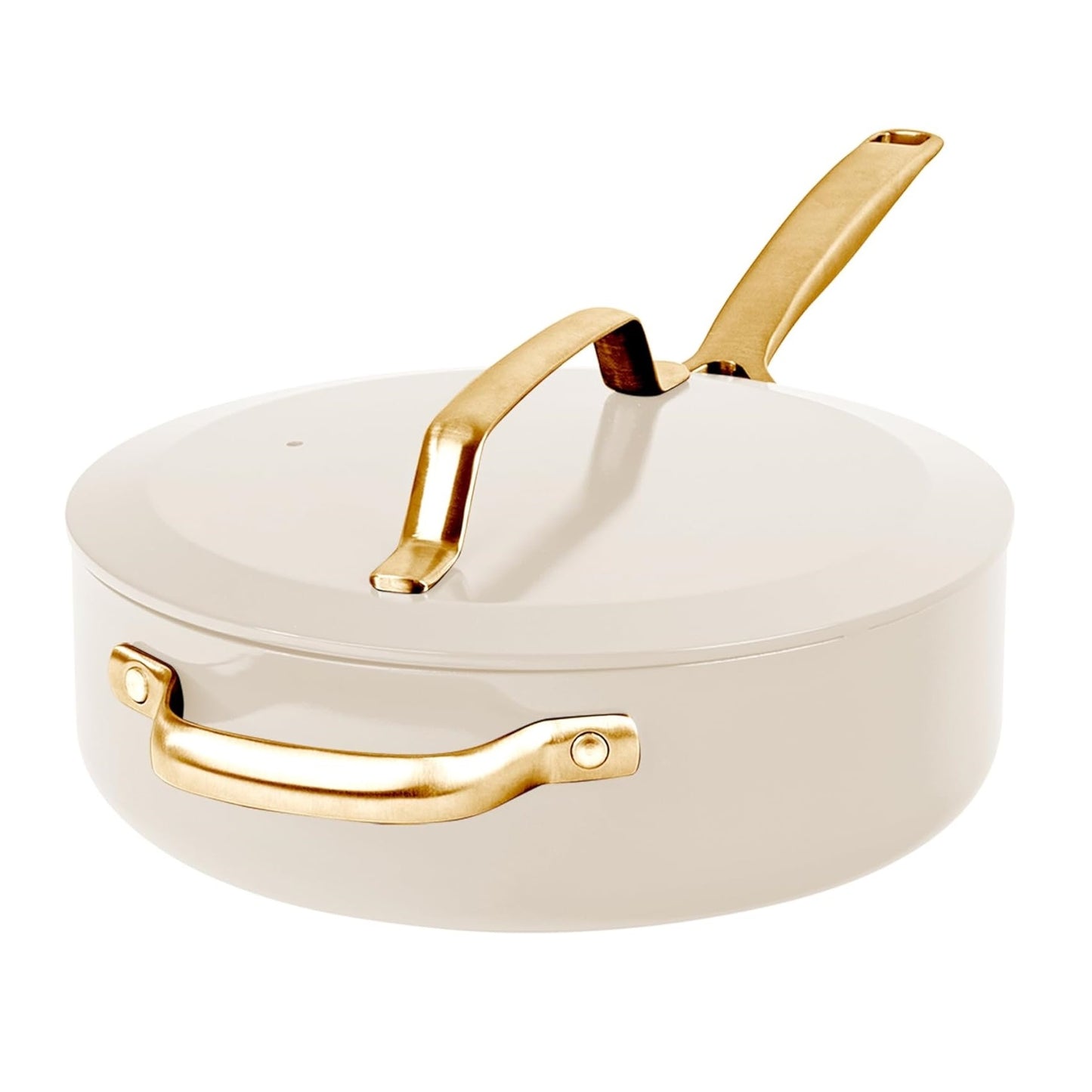 Modern Collection 4 Qt Saute Pan with Lid - Ceramic Cookware - Cool Touch Handles Available in Cream, Navy, & Black Finish