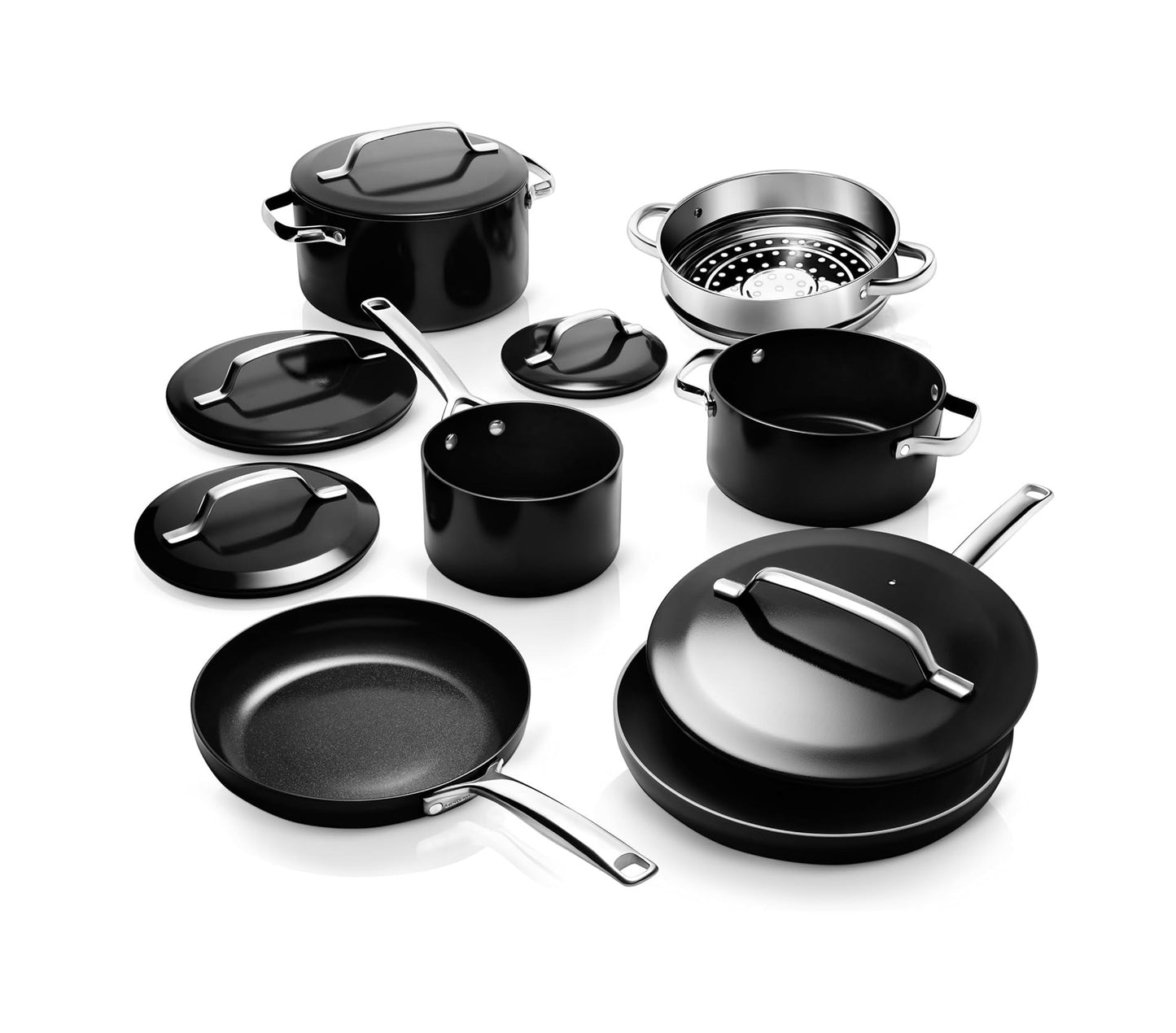 Gotham Steel Modern Collection - Ceramic Cookware - Pots, Pans, Cool Touch Handles Available in Cream, Navy, Sage & Black Finish