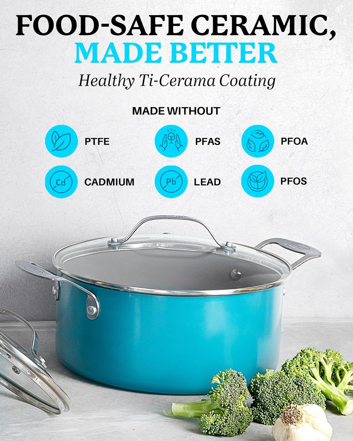 5 QT. Stock Pot with Lid in Aqua Blue