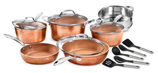 Gotham Steel Copper Hammered 15 Piece Cookware & Utensil Set