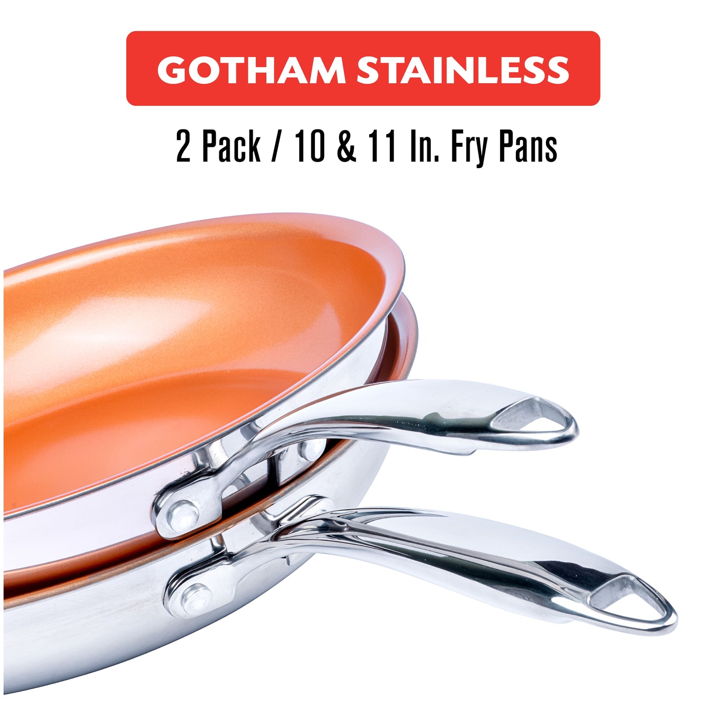 Gotham Steel Stainless Steel & Ceramic Nonstick Fry Pan Set