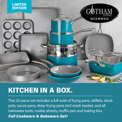 Gotham Steel 20-Piece Cook, Bake, Steam and Fry- Kitchen in a Box