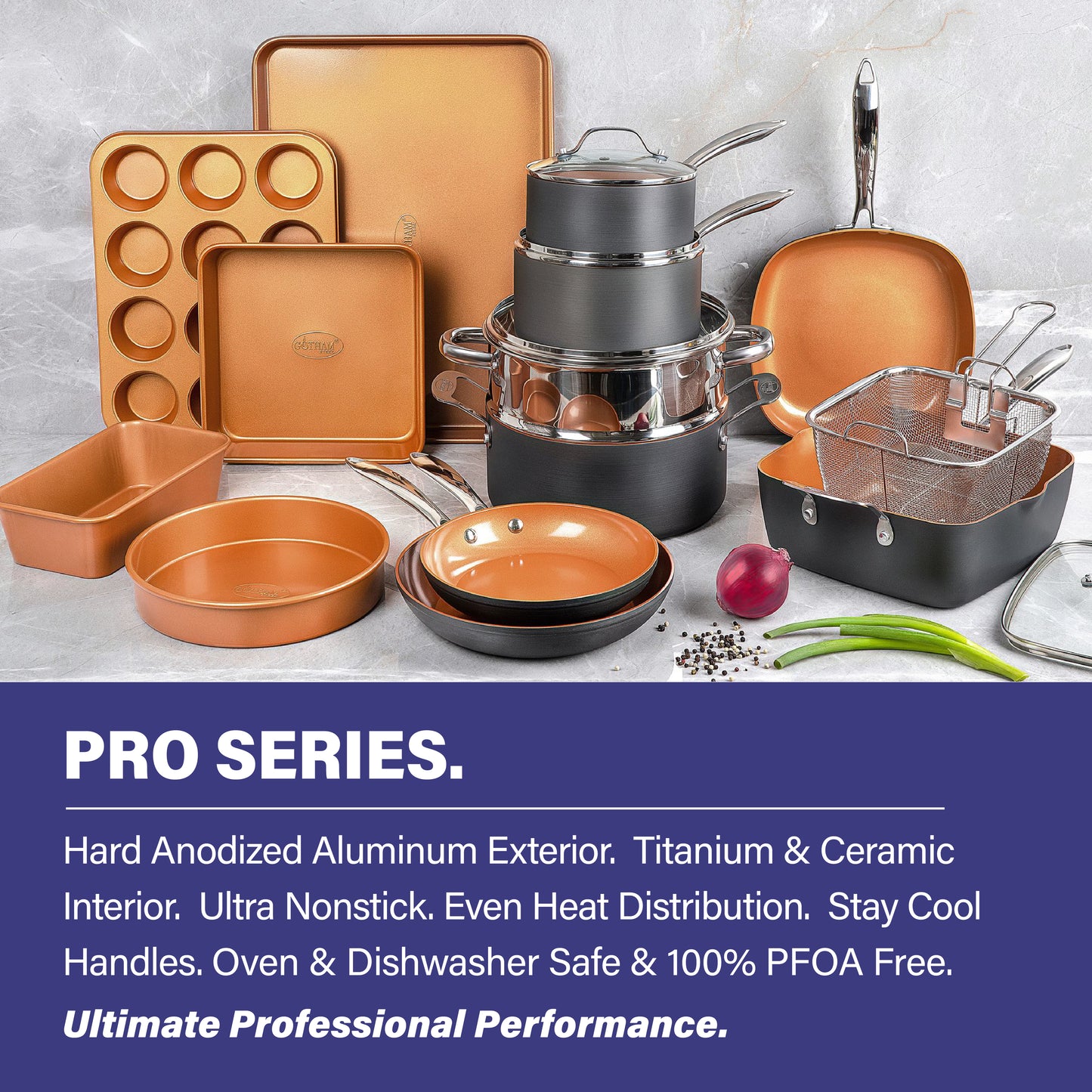 Gotham Steel PRO Hard Anodized 20-Piece Kitchen in a Box Cook and Bake Set