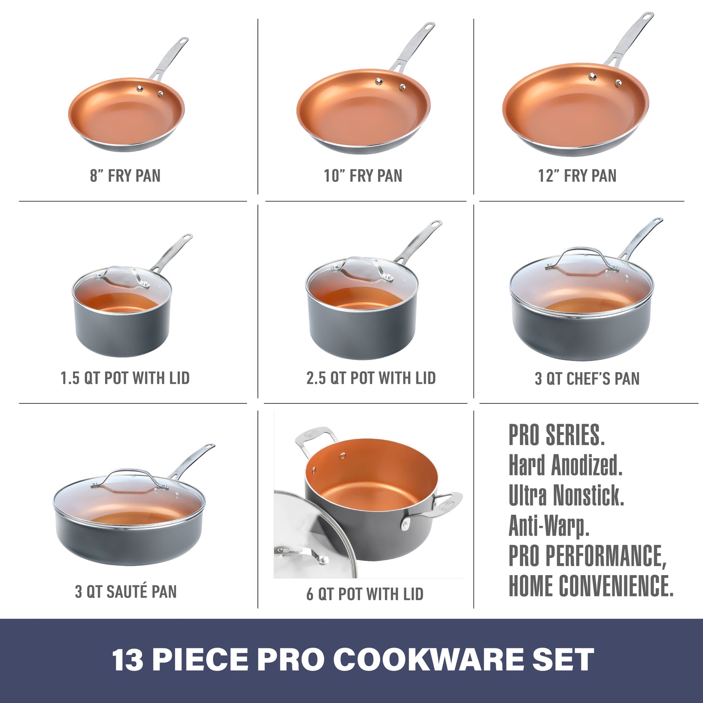 Gotham Steel Pro Hard Anodized 13-Piece Cookware Set